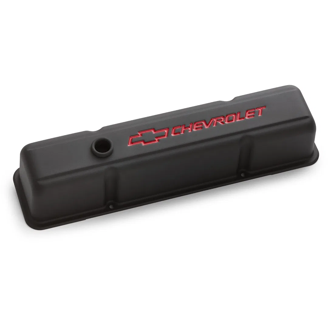 141-751 – PROFORM Valve Cover, Small Block Chevy Tall Valve Cover With Oil Fill Hole With Baffle Chevrolet Emblems Cr...